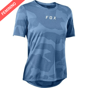 CAMISA FOX FEMININA RANGER DRIRELEASE MANGA CURTA CAMO AZUL L (G)