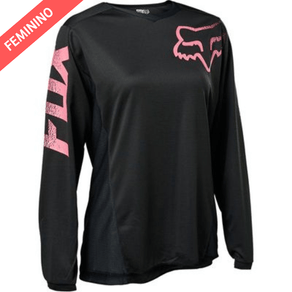 CAMISA FEMININA FOX BLACKOUT PRETO/ROSA XL (GG)