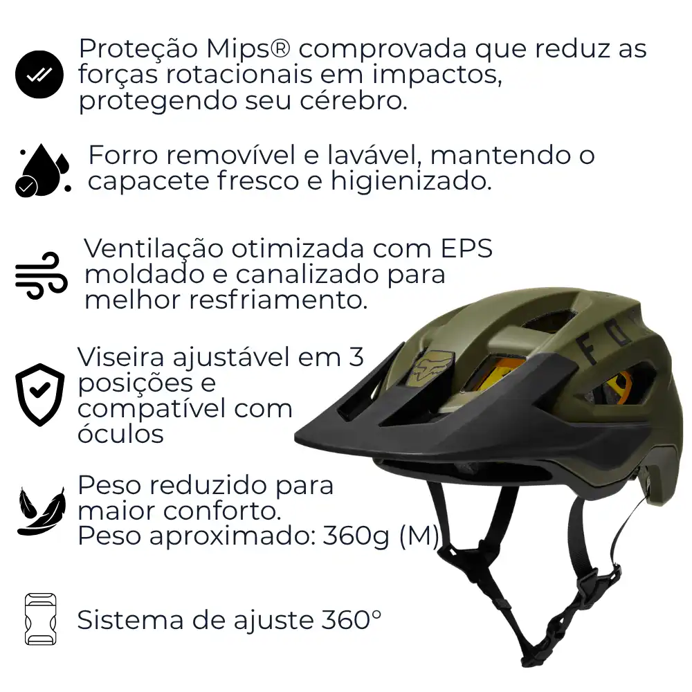 CAPACETE FOX SPEEDFRAME VERDE OLIVA MIPS - Fox Racing BR