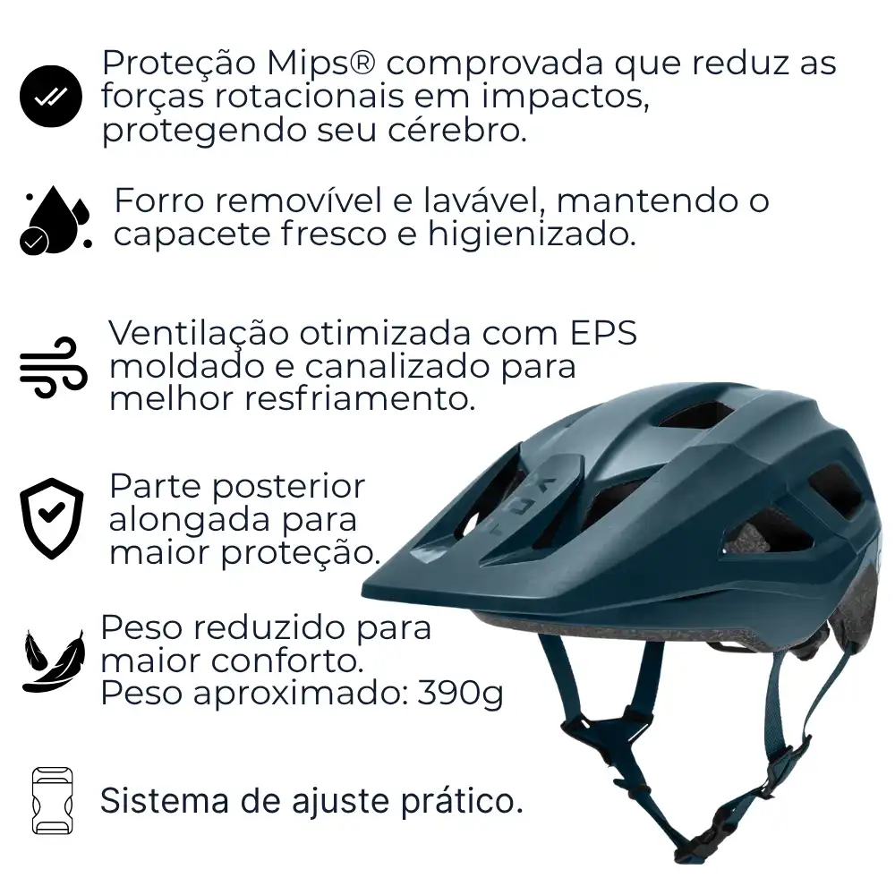 CAPACETE FOX MAINFRAME AZUL MIPS - Fox Racing BR