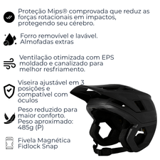 CAPACETE FOX DROPFRAME PRO PRETO MIPS - Fox Racing BR