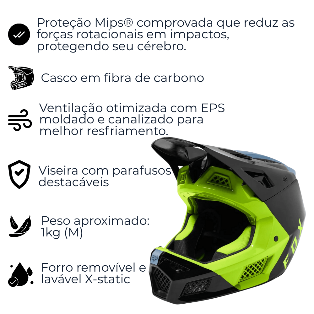 CAPACETE FOX BIKE RAMPAGE PRO CARBON FUEL AZUL - Fox Racing BR